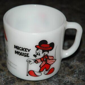 Vintage Mickey & Minnie Mouse Mug. Anchor Milk Glass